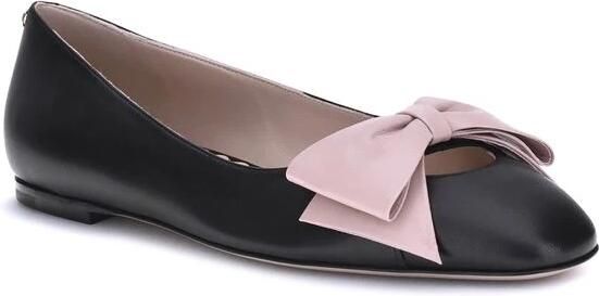 Valentino Garavani Bowow Leren Ballerina's met Contrasterende Strik