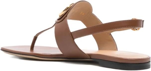 Valentino Garavani Bruin Leren VLogo Slingback Sandalen