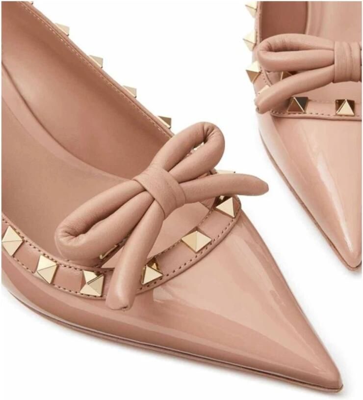 Valentino Garavani Rockstud Patentleren Slingback Platte Schoenen Pink Dames - Foto 2