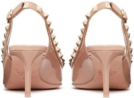 Valentino Garavani Rockstud Patentleren Slingback Platte Schoenen Pink Dames - Foto 4