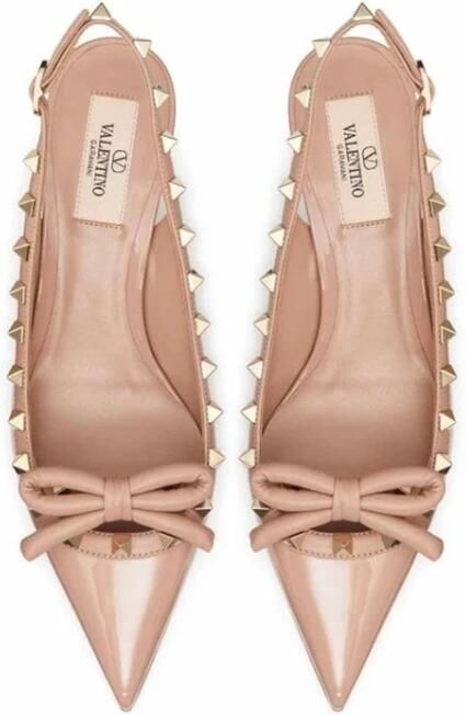 Valentino Garavani Rockstud Patentleren Slingback Platte Schoenen Pink Dames - Foto 3