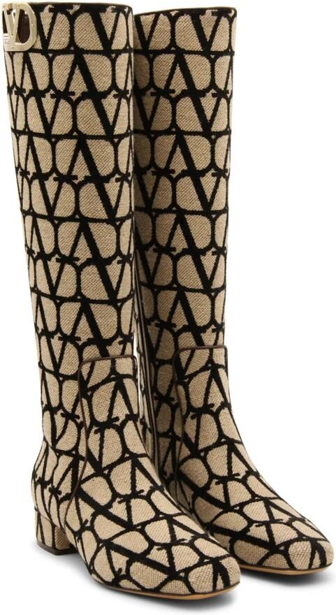 Valentino Garavani Canvas Logo Laarzen Beige Dames - Foto 2