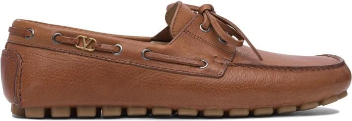 Valentino Garavani Bruine Loafer Schoenen met Rubberen Zolen