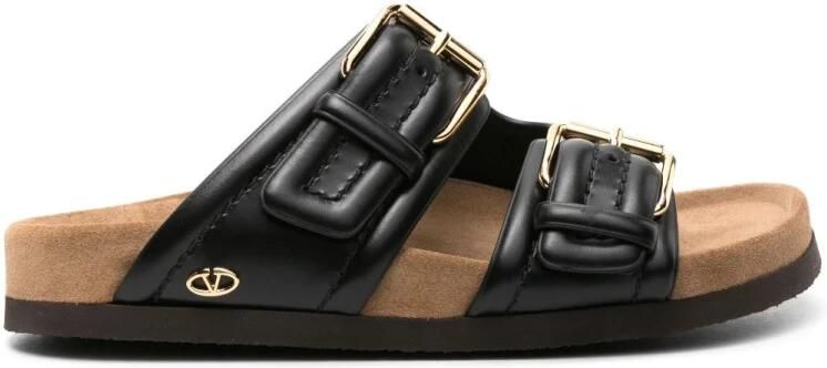 Valentino Garavani Sandalen Slide Fussfriend Crosta in zwart