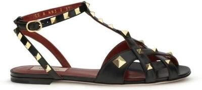 Valentino Garavani Goatskin Flat Sandals with Ankle Strap