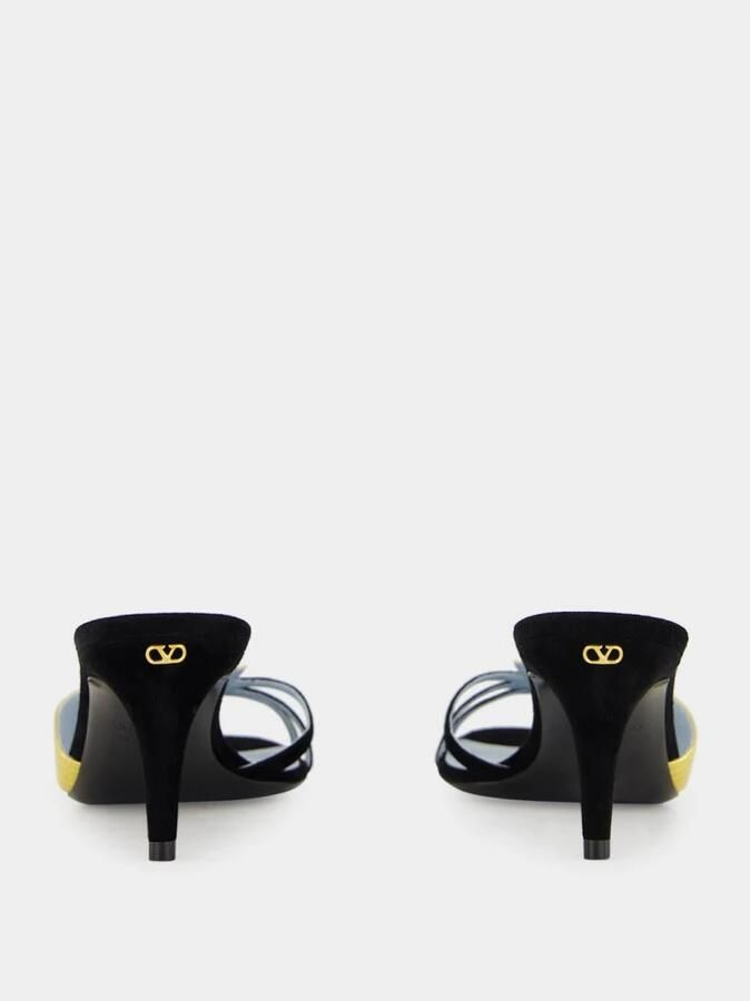 Valentino Garavani Gouden Suède Blad Slide Sandaal