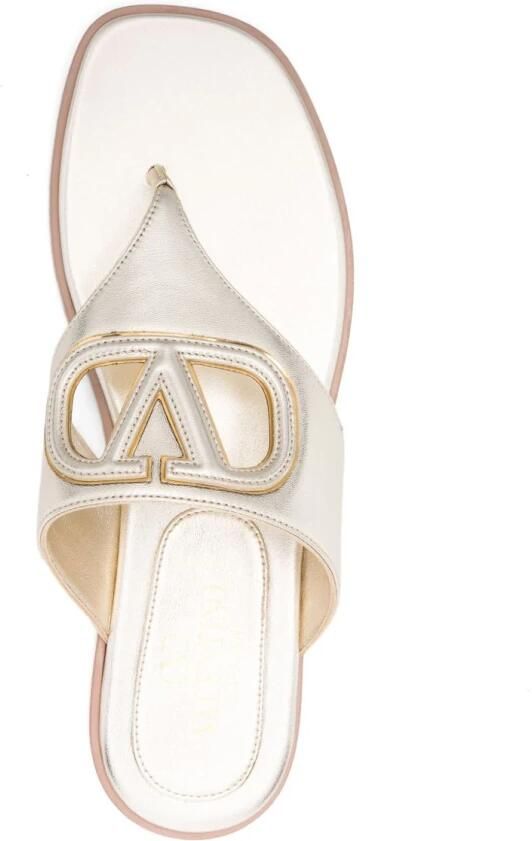 Valentino Garavani Grijze Leren Teenslippers