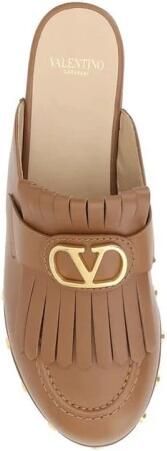 Valentino Garavani Houten Hak Leren Muiltjes met VLogo - Foto 3
