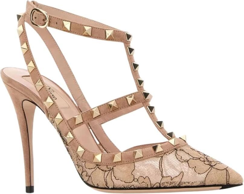 Valentino Garavani Lace And Suede Rockstud Pump