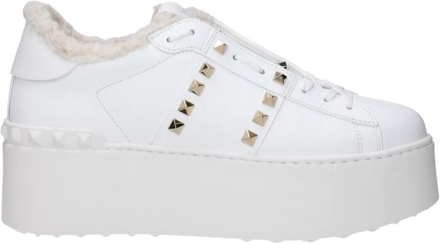 Valentino Garavani Witte leren platformsneakers met studs