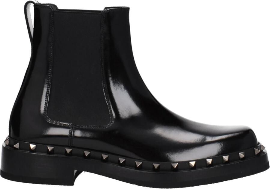 Valentino Garavani Zwarte leren enkellaarsjes met studs