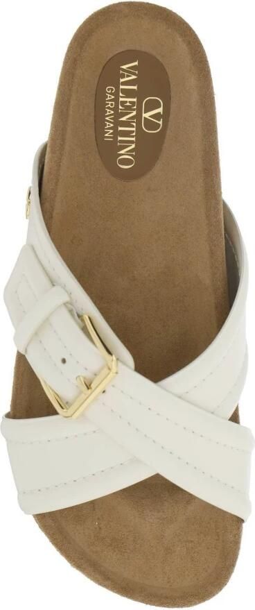 Valentino Garavani Witte Leren Platte Sandalen Elegante Stijl