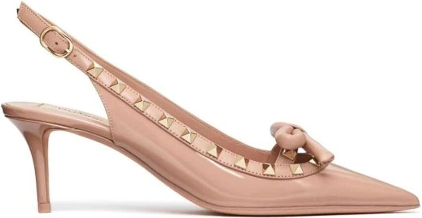 Valentino Garavani Rockstud Patentleren Slingback Platte Schoenen Pink Dames