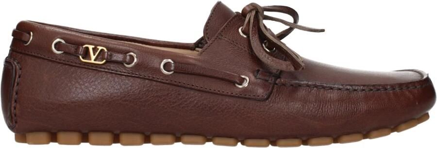 Valentino Garavani Bruin Leren Instaploafers Vintage Stijl