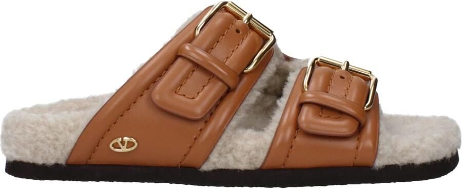 Valentino Garavani Bruin leren slofje gesp sluiting - Foto 2