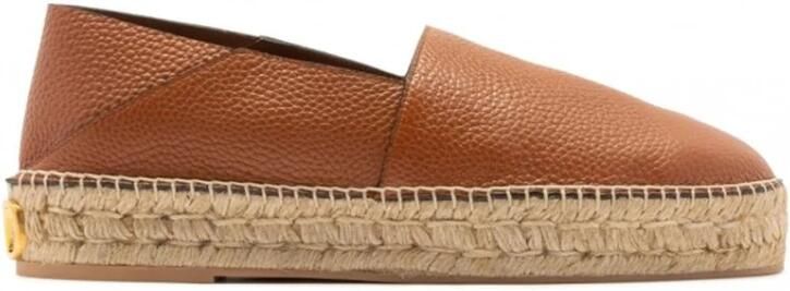 Valentino Garavani Logo-Plaque Leren Espadrilles Brown Dames - Foto 2