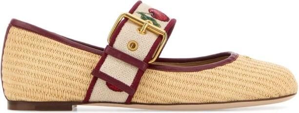 Valentino Garavani Mary-Jane Bribri Raffia Ballerina