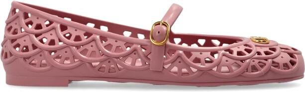 Valentino Garavani Ondette Rubber Ballerina met Geschulpt Patroon 05mm