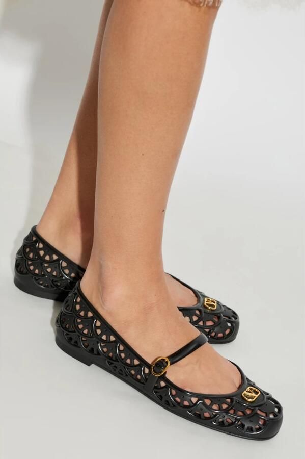 Valentino Garavani Ondette Rubber Ballerina met Scallop Patroon 05mm