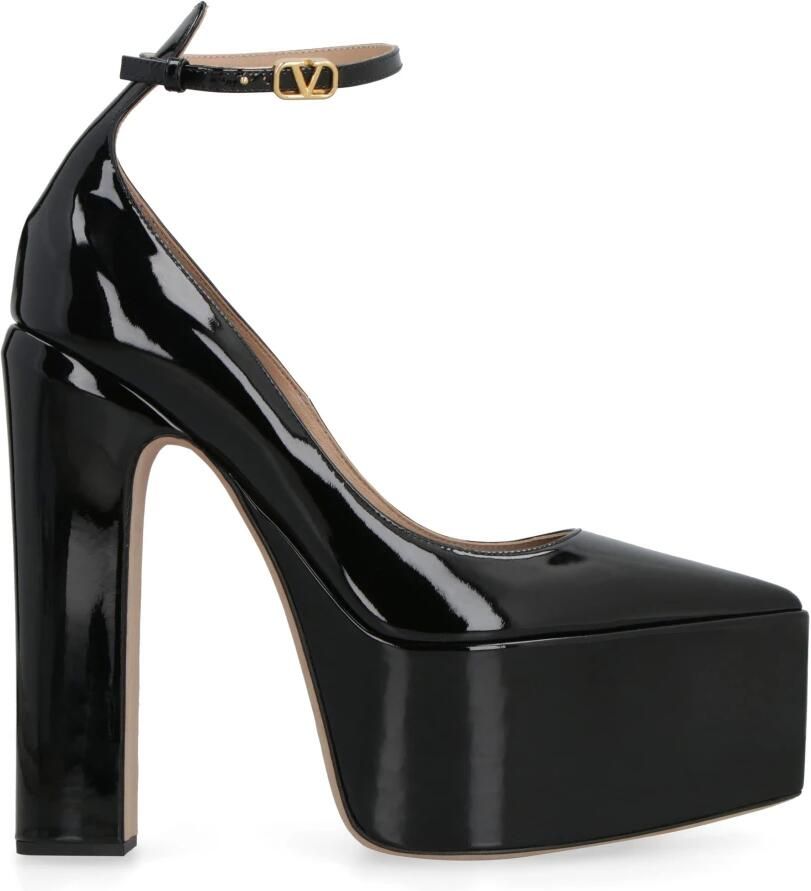 Valentino Garavani P pumps van lakleer met puntneus