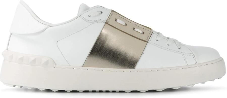 Valentino Garavani Witte leren sneakers met rubberen zool White Dames