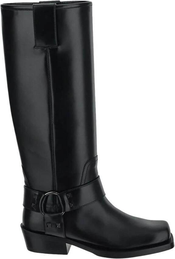 Valentino Garavani Leren Biker Boot Black Dames - Foto 2