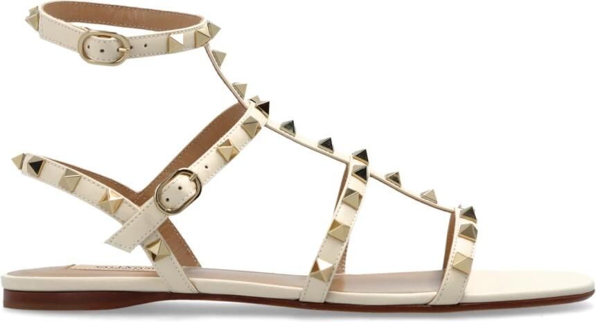 Valentino Garavani Rockstud Flat Calfskin Sandal With Straps
