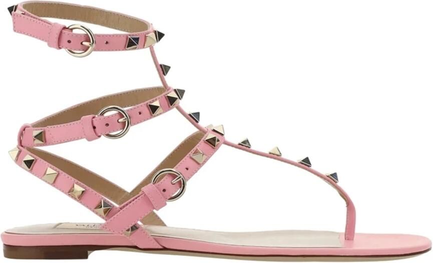 Valentino Garavani Sandalen Rockstud Flip-Flop Sandals in poeder roze