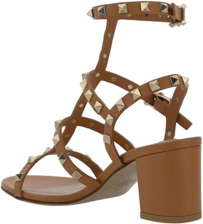 Valentino Garavani Bruine leren Rockstud sandalen