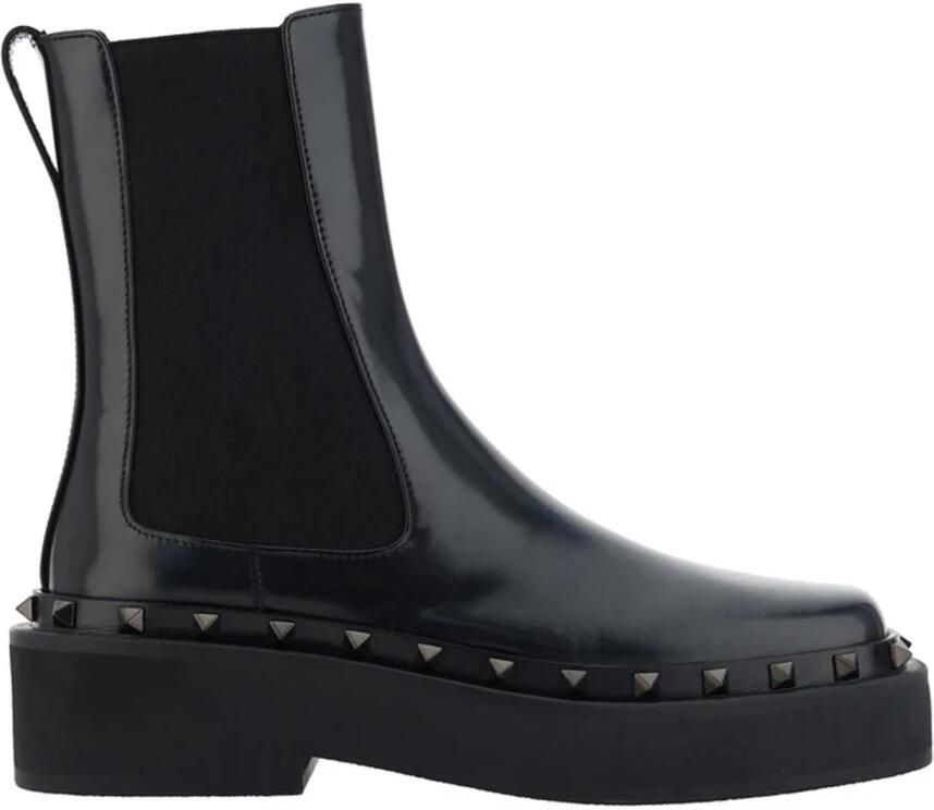 Valentino Garavani Rockstud M-Way Leren Chelsea Laarzen Black Dames