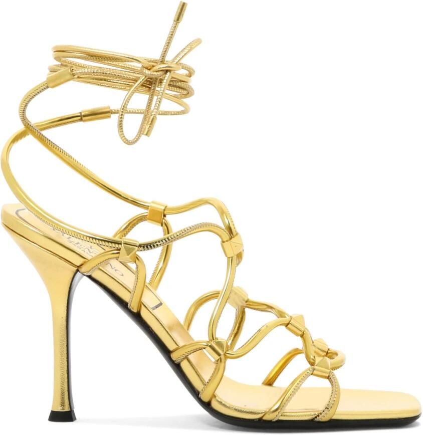 Valentino Garavani Gouden Leren Sandalen voor Vrouwen