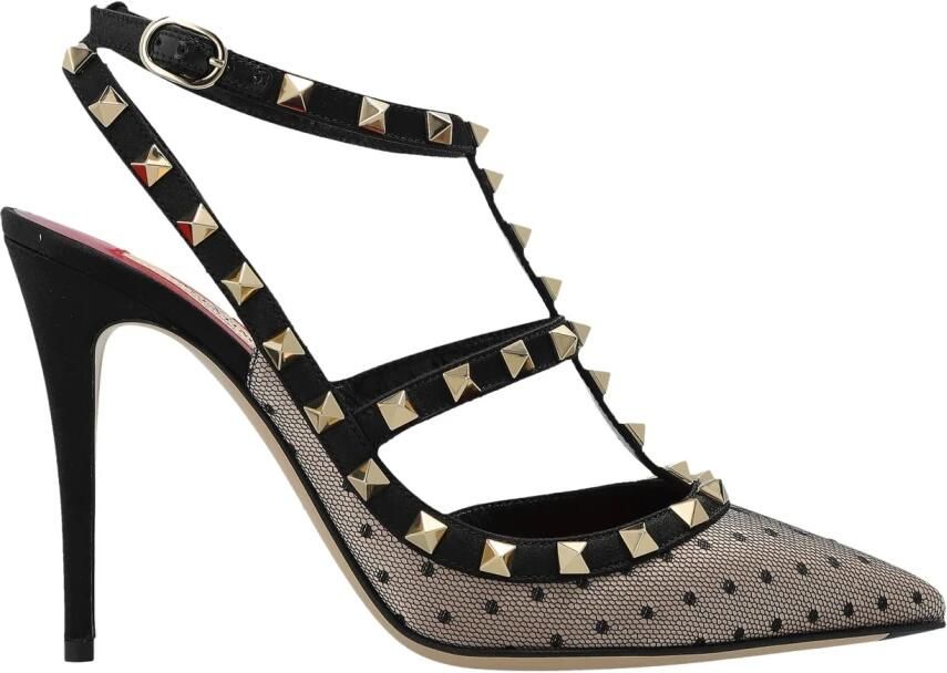 Valentino Garavani Rockstud Pailletten Polka Dot Satin Enkelbandpumps