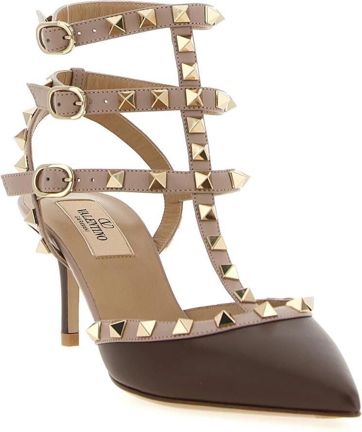 Valentino Garavani Hoge hakken 'Rockstud' Pumps in bruin - Foto 4