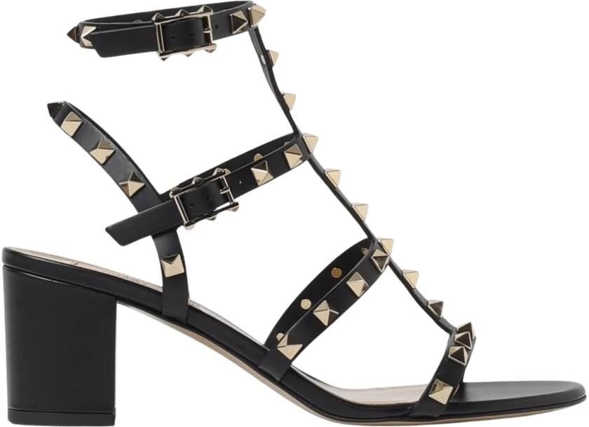 Valentino Garavani Zwarte Rockstud Hakken Sandalen