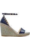 Valentino Garavani Rockstud Wedge Sandalen - Blauw