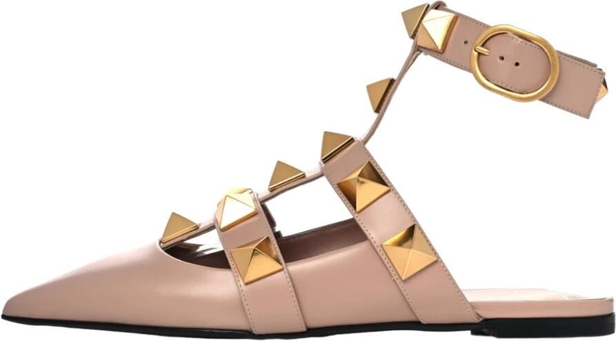 Valentino Garavani Ro Stud Kalfsleer Lage Ballerina