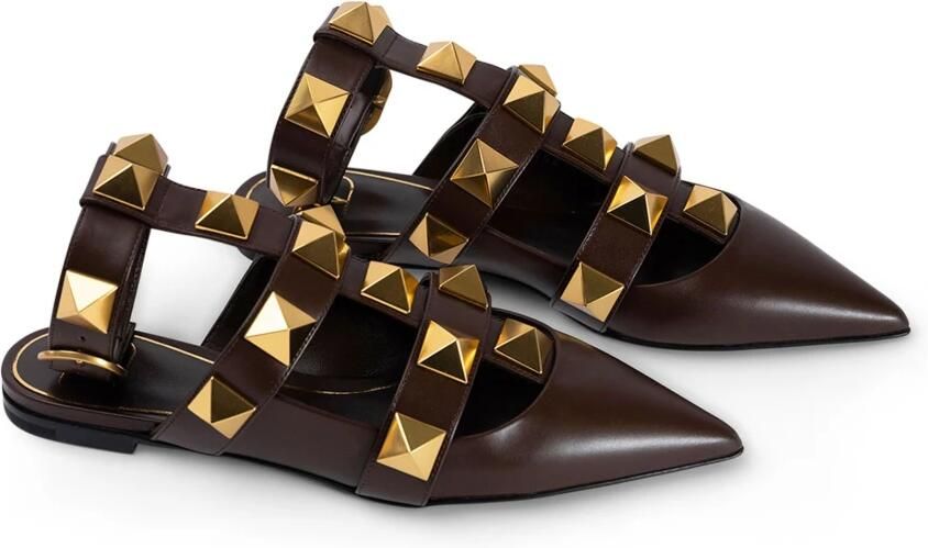 Valentino Garavani Ro Stud leren ballerina's met enkelband