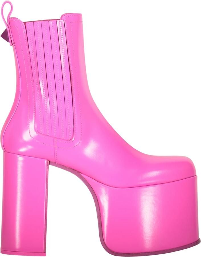 Valentino Garavani Roze glanzende enkellaarsjes met hak