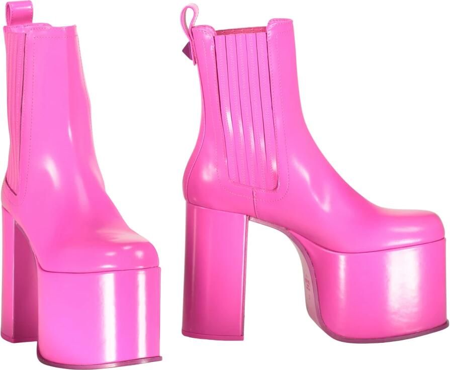 Valentino Garavani Roze glanzende enkellaarsjes met hak - Foto 2
