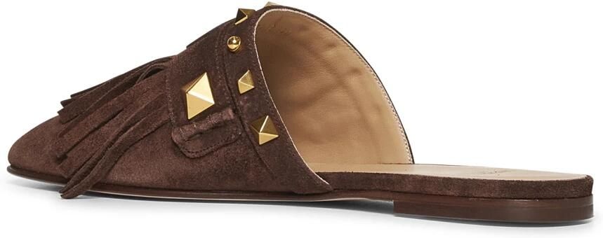 Valentino Garavani Bruin leren slippers sandalen met franjes - Foto 2