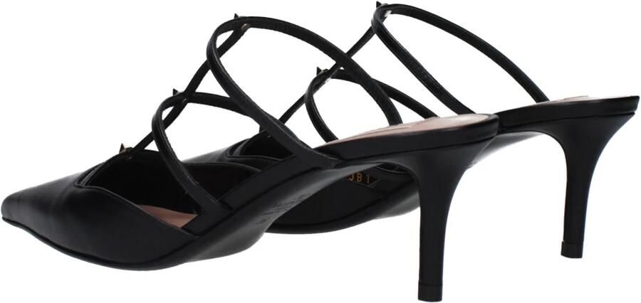 Valentino Garavani Zwarte leren platte sandalen met studs - Foto 4