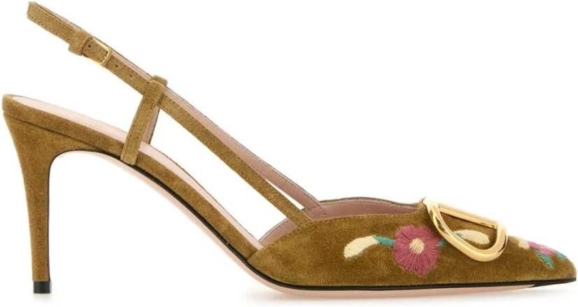 Valentino Garavani Slingback Pumps met bloe borduursel