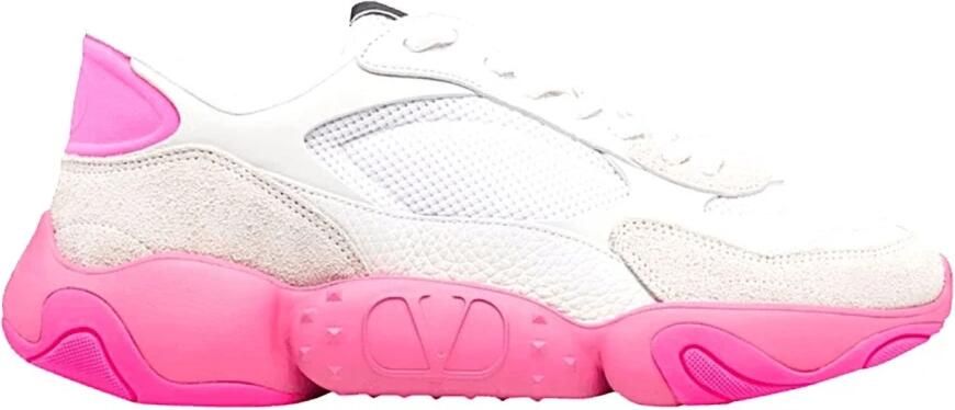 Valentino Garavani Witte Leren Sneakers met Geperforeerd Detail White