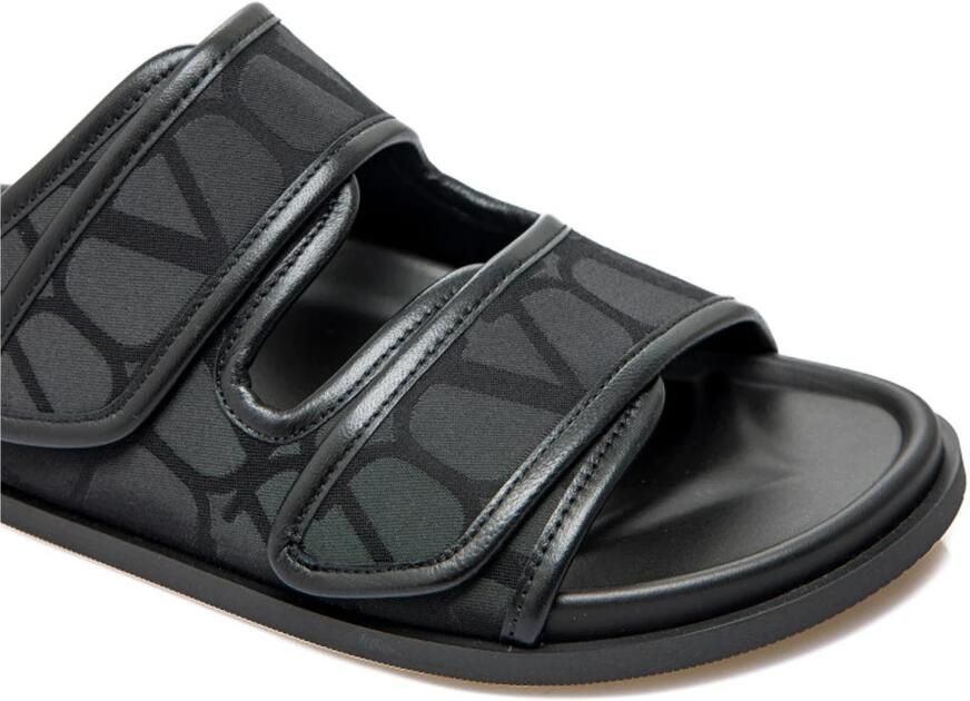 Valentino Garavani Zwarte Platte Sandalen Iconographe Aw24