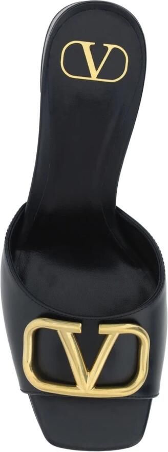 Valentino Garavani Zwarte Sandalen van Kalfsleer met Logo