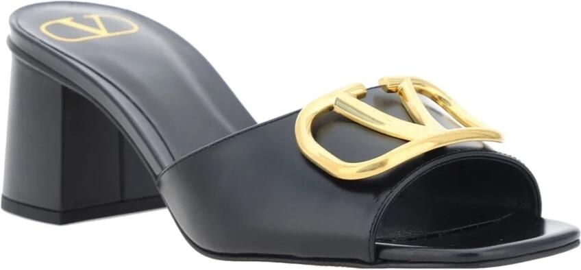 Valentino Garavani Zwarte Sandalen van Kalfsleer met Logo