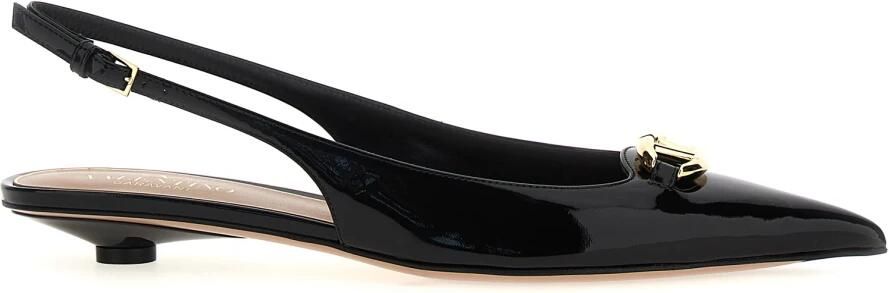 Valentino Garavani Zwarte platte schoenen met Vlogo-handtekening Black Dames