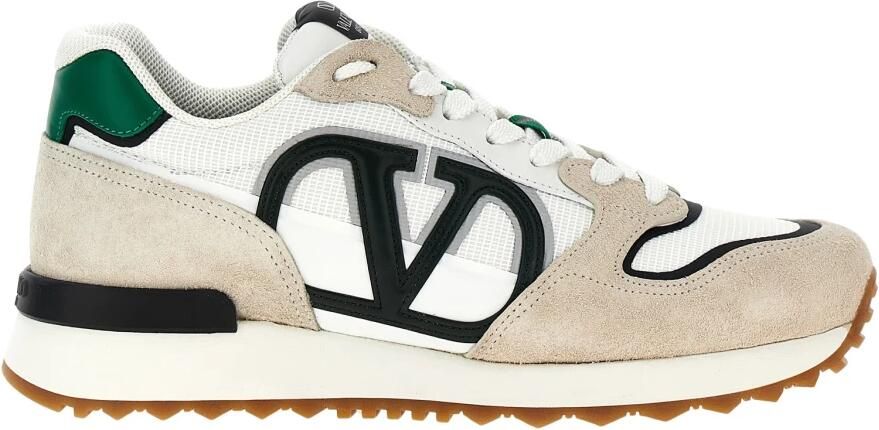 Valentino Garavani Vetersluiting Leren Sneakers Beige Heren