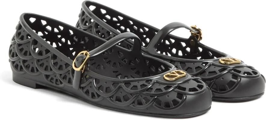 Valentino Garavani Ondette Rubber Ballerina met Scallop Patroon 05mm - Foto 7