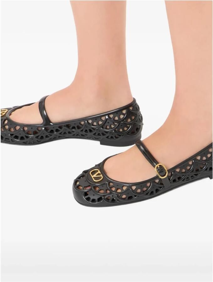 Valentino Garavani Ondette Rubber Ballerina met Scallop Patroon 05mm - Foto 3